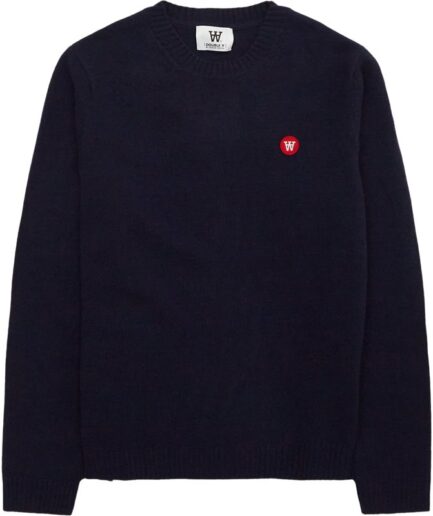 Wood Wood Tay Badge Lambswool Jumper Navy