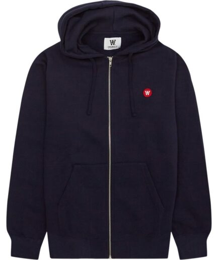 Wood Wood Zan Zip Patch Hoodie Navy