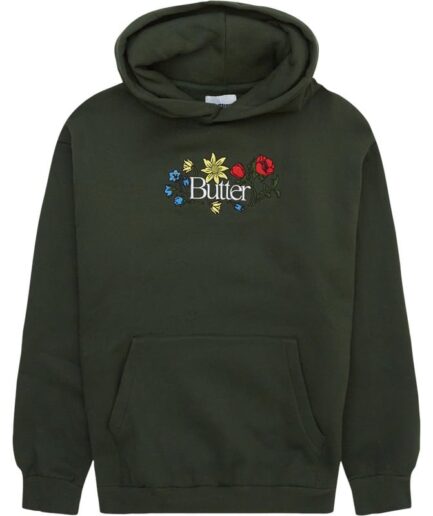 Butter Goods Floral Embroidered Hoodie Grøn