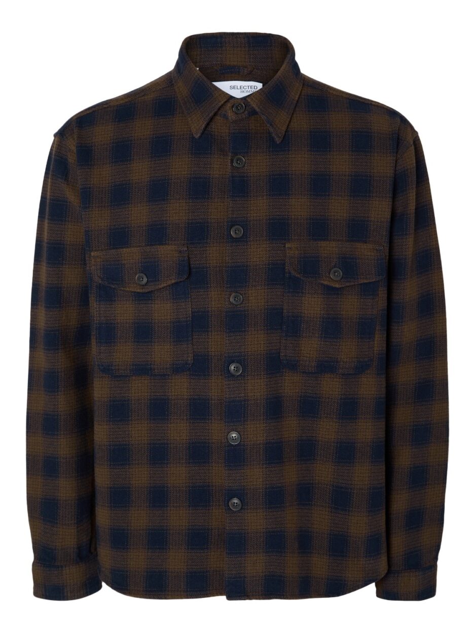 Selected Homme Loose Mason Flannel OvershirtLarge