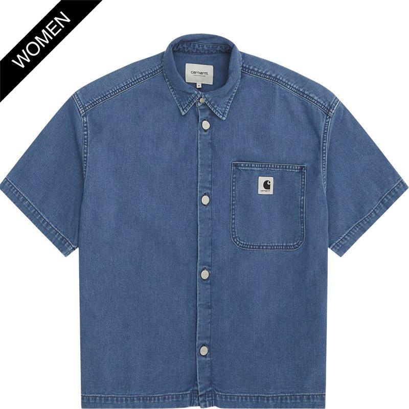 Carhartt Women W Ss Lovilia Shirt I Blue Heavy Stone Wash
