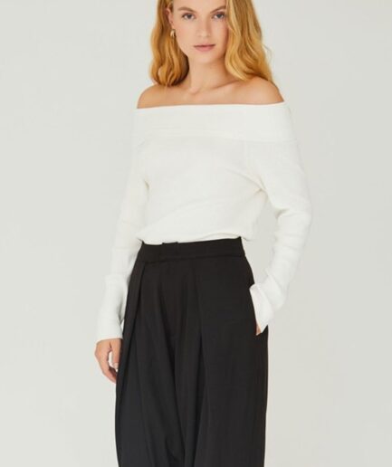 AView  Bluse  Rib Offshoulder Blouse  Off White