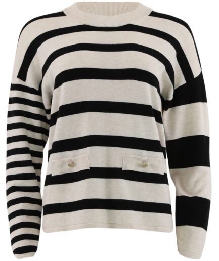 Continue  Bluse  Rita strib  Sand With Black Stripe