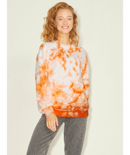 JJXX dame sweatshirt JXTAYLOR  Red Orange Tie Dye Bright White