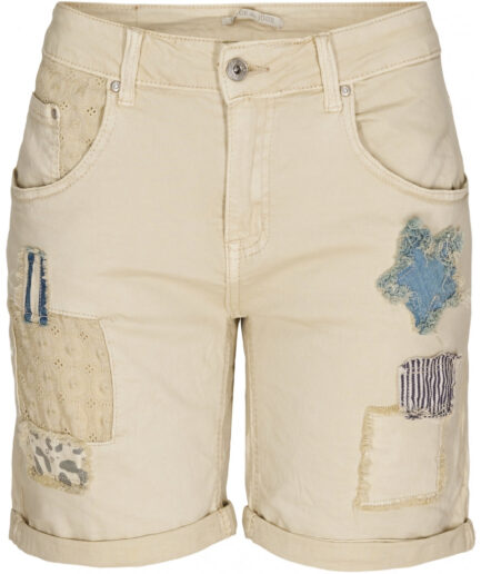 LOLA dame shorts med lapper  Beige