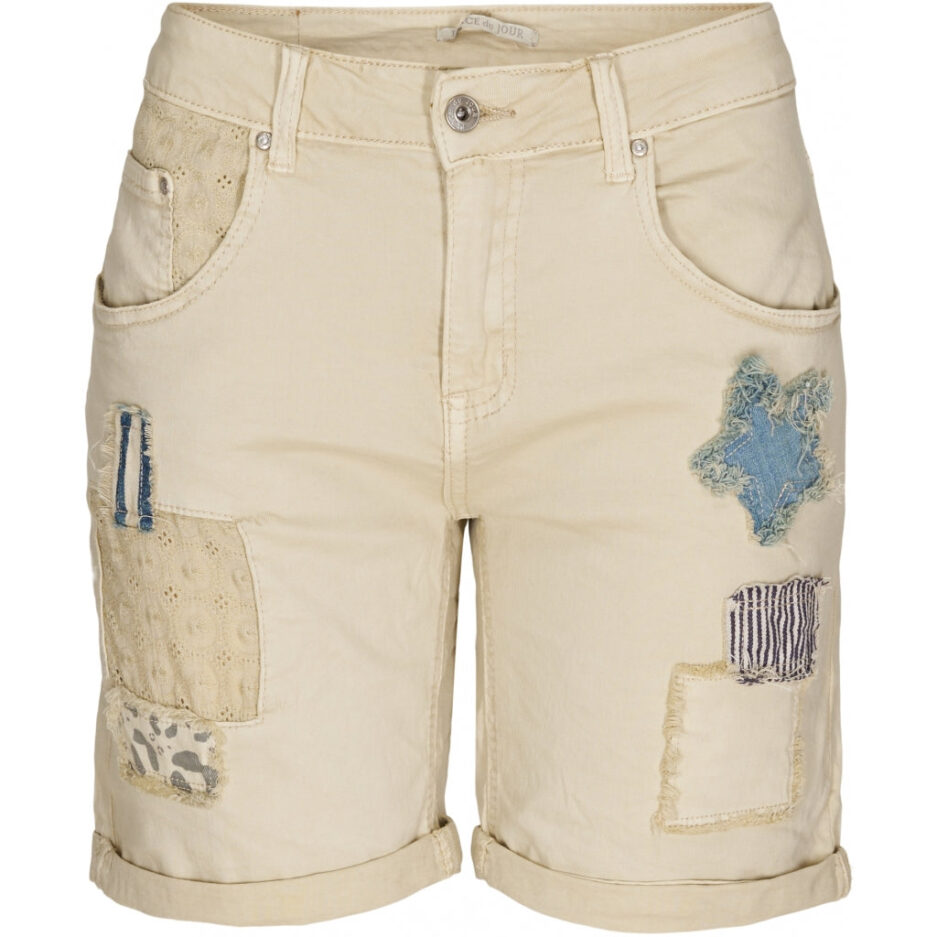 LOLA dame shorts med lapper  Beige