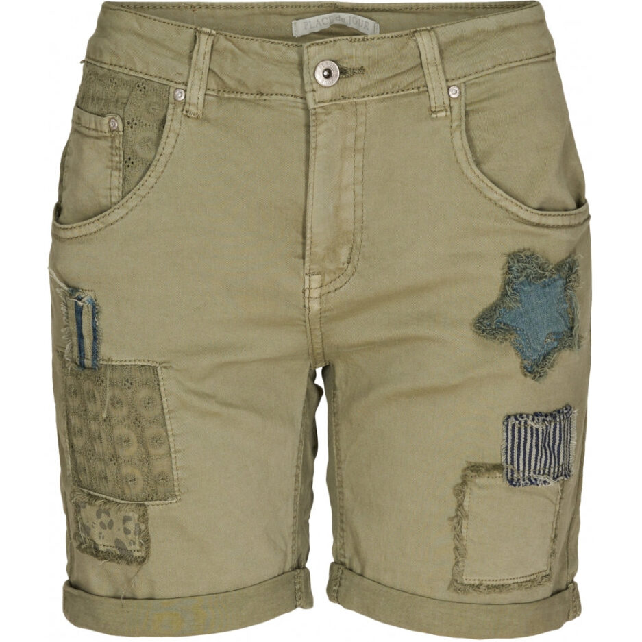 LOLA dame shorts med lapper  Khaki