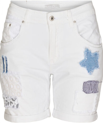 LOLA dame shorts med lapper  White