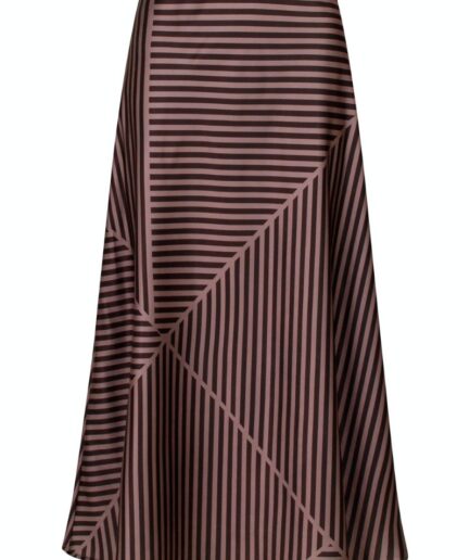 Neo Noir  Bovary Mix Lines Skirt  Dark brown