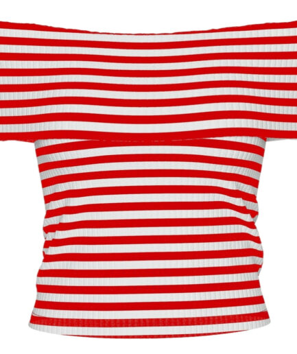 PIECES dame top PCLAYA  High Risk Red White stripes