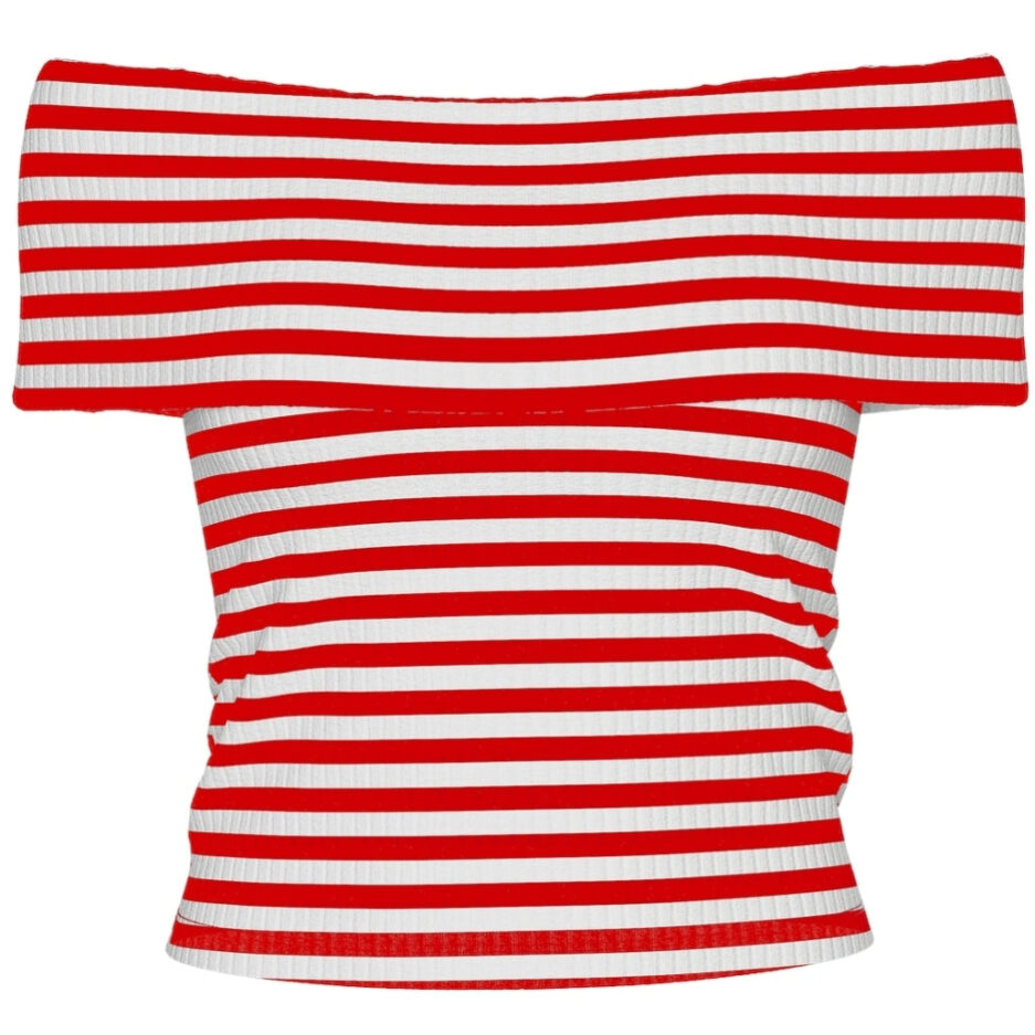 PIECES dame top PCLAYA  High Risk Red White stripes