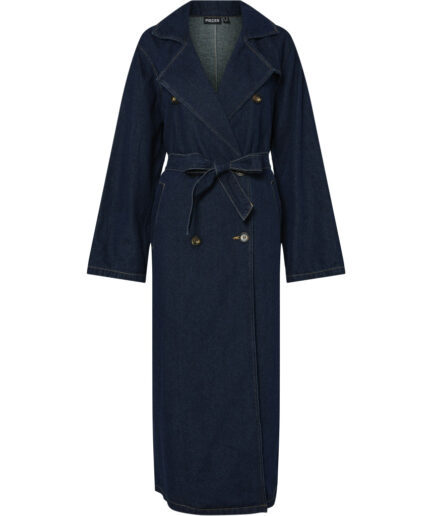 PIECES dame trenchcoat PCFREYA  Dark Blue Denim