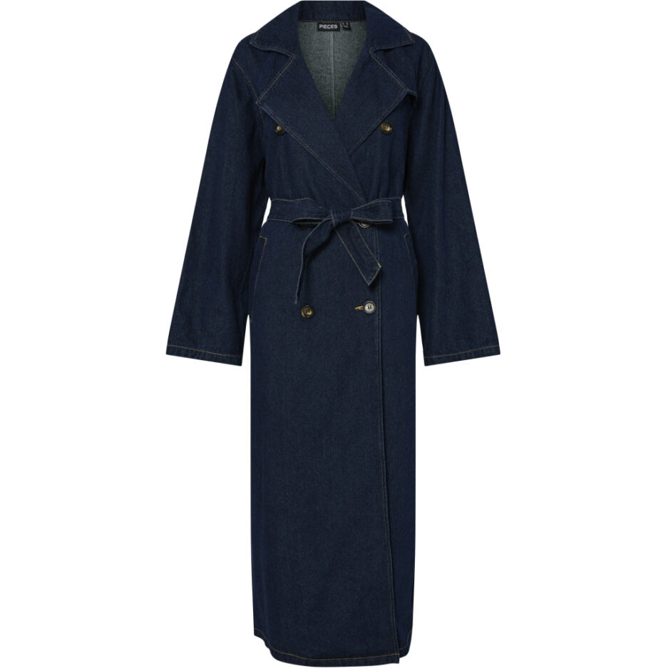 PIECES dame trenchcoat PCFREYA  Dark Blue Denim