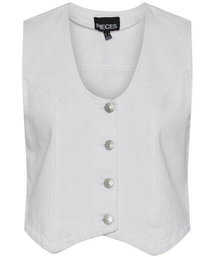 PIECES dame vest PCANNICA  Bright White