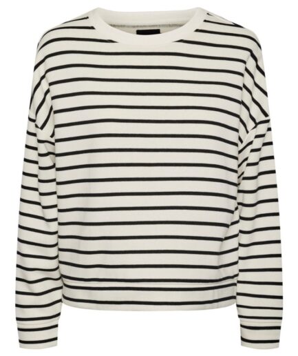 Pieces  Bluse  PC Chilli LS Sweat Stripes  Cloud DancerBlack