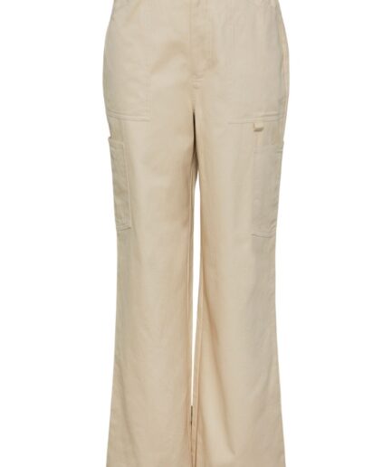 Pieces  Bukser  PC Ofelia HW Wide Cargo Pants  White Pepper