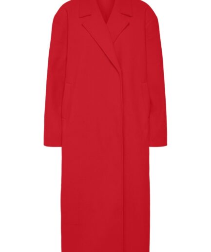 Pieces  Jakke  PC  Savannah Ls Long Coat Wvn DD  High Risk Red