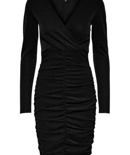 Pieces  Kjole  PC Lina LS VNeck Rouching Short Dress  Black