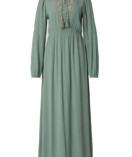 Pieces  Kjole  Pcramda Ls ONeck Long Dress  Hedge Green