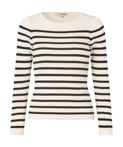 AView  Bluse  Rib Stripe Knit Blouse  Whiteblack