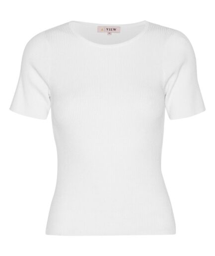 AView  Tshirt  Rib Knit Short Sleeve Top  White