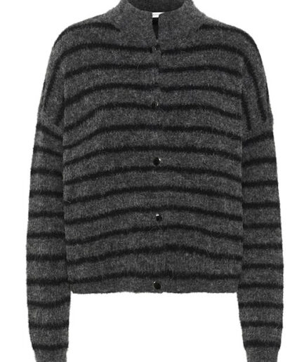 Gestuz  Cardigan  AlphaGZ Short Cardigan  Charcoal Black striped