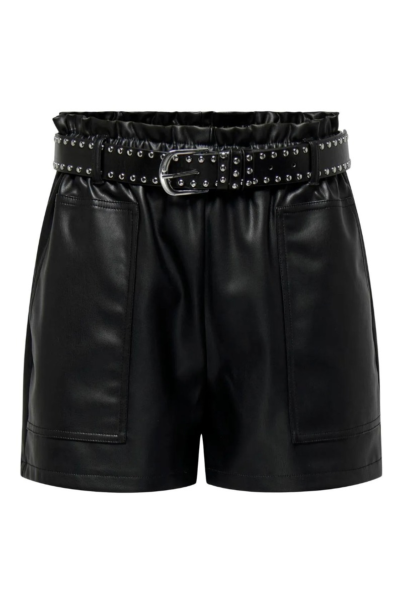 JDY  Shorts  JDY Maya Hw Belted Pu Shorts  Black