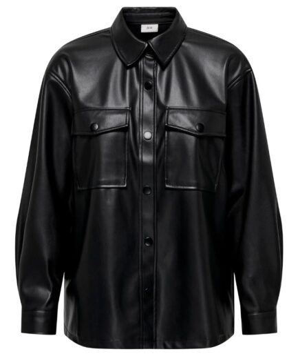 JDY  Skjorte  JDY Alaia LS Faux Leather Shirt  Black