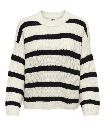 JDY  Strik  JDY JustyLS Stripe Pullover  EggnogBlack