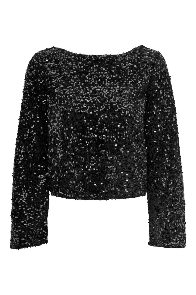 JDY  Top  Jdy Sara LS Bow Sequins Top  Black