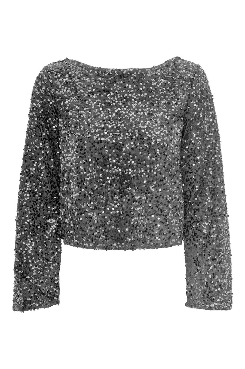 JDY  Top  Jdy Sara LS Bow Sequins Top  Silver