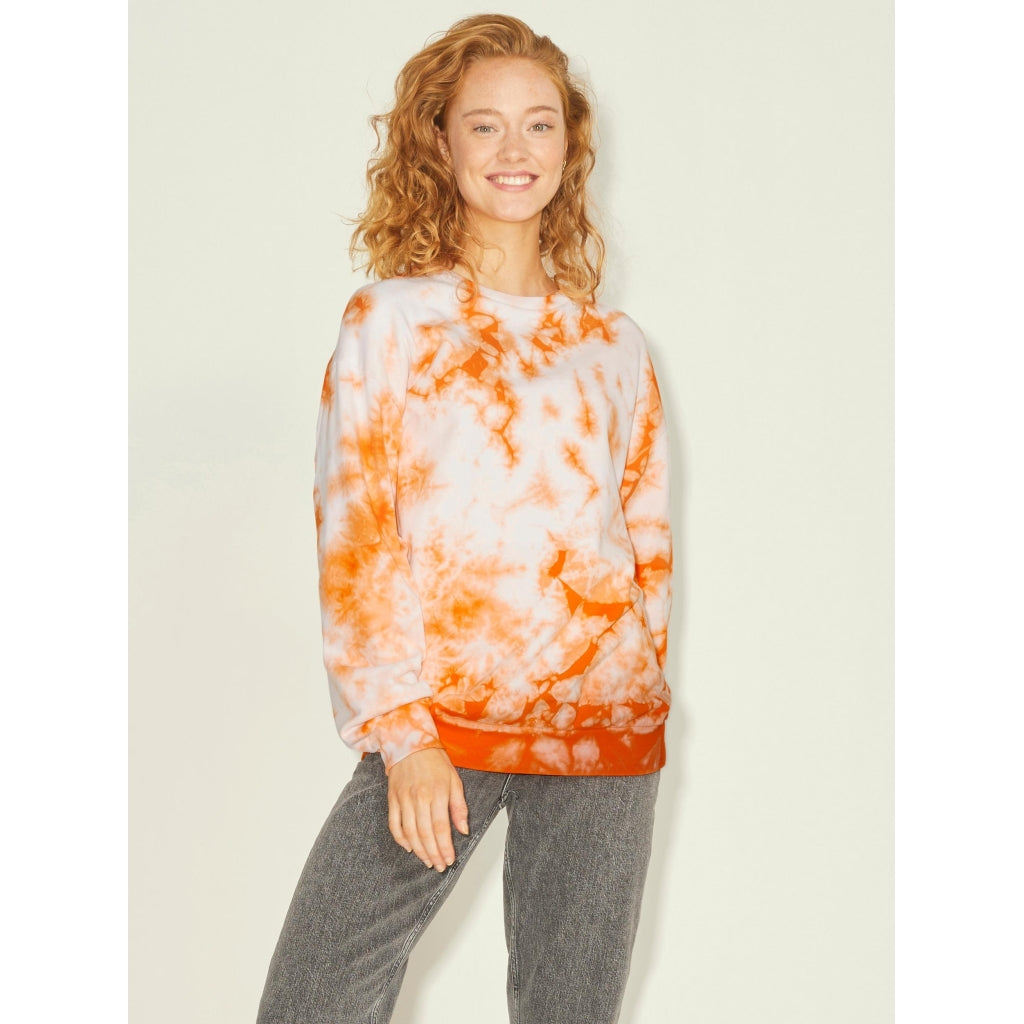 JJXX dame sweatshirt JXTAYLOR  Red Orange Tie Dye Bright White