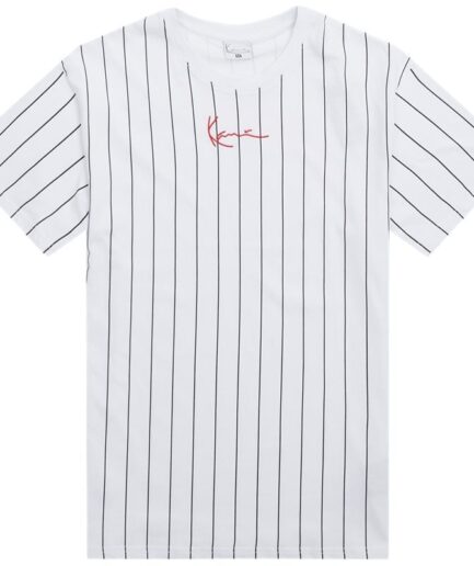 Karl Kani Small Signature Pinstripe Tee Hvidsort