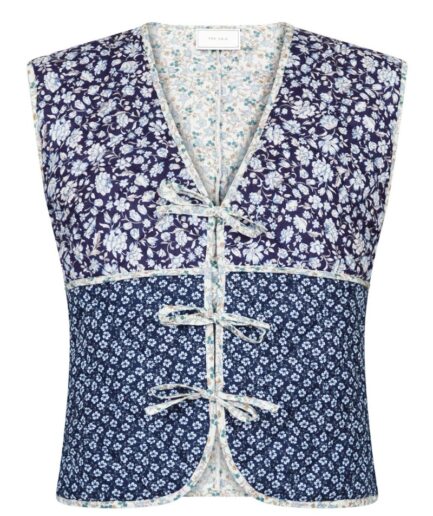 Neo Noir  Vest  Karine Quilt Combination Vest  Blue