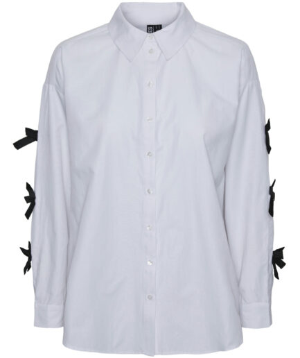 PIECES X DITTE ESTRUP X CILLE FJORD PCBELL SHIRT  Bright White BLACK BOWS