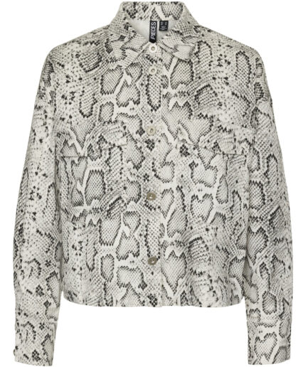 PIECES X DITTE ESTRUP X CILLE FJORD PCJESSICA SHIRT  Bright White Snake Print