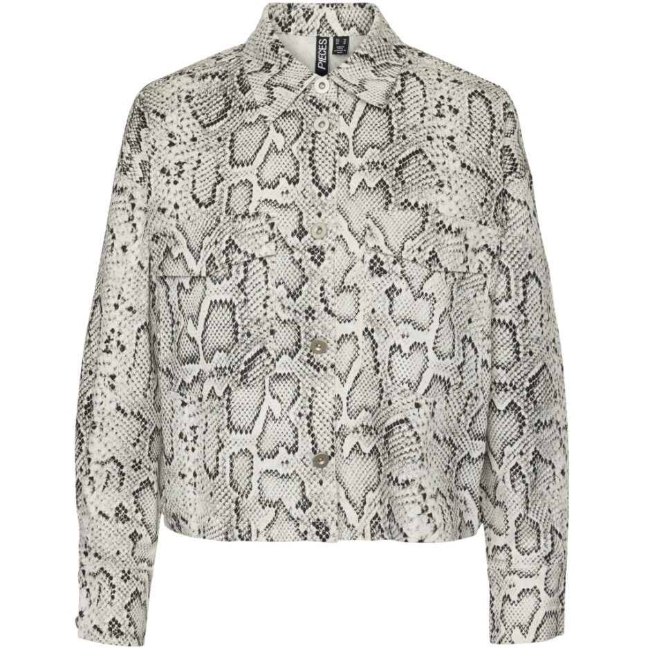 PIECES X DITTE ESTRUP X CILLE FJORD PCJESSICA SHIRT  Bright White Snake Print