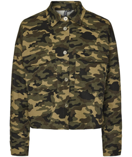 PIECES X DITTE ESTRUP X CILLE FJORD PCJESSICA SHIRT  Burnt Olive Camouflage Print