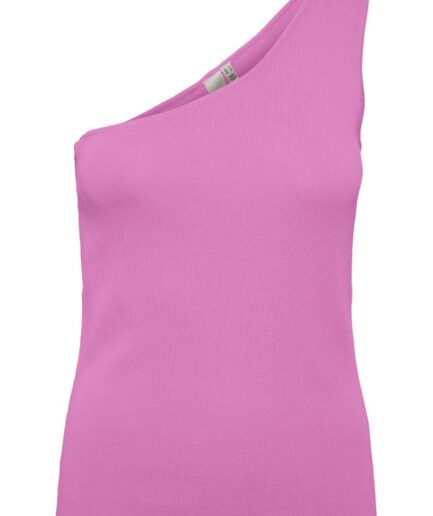 YAS  Top  Milla One Shoulder Knit Top S  Fuchsia Pink