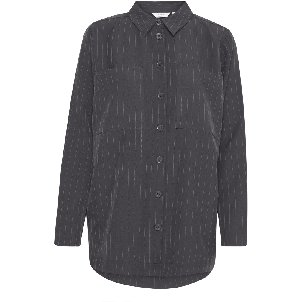 BYOUNG dame skjorte BYMMIDDE  Dark Grey Mel Pinstripe Mix