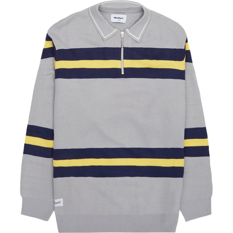 Butter Goods Polo Knit Sweater Strik Grå