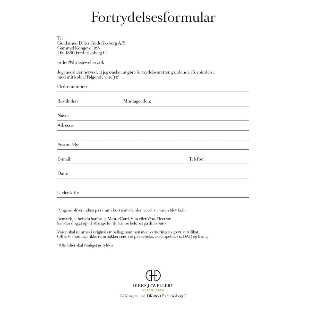 Fortrydelsesformular