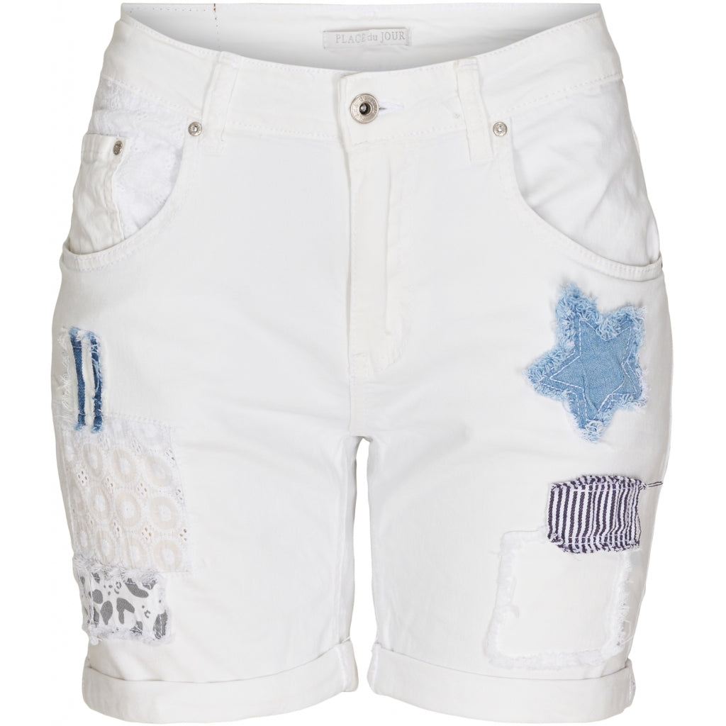 LOLA dame shorts med lapper  White