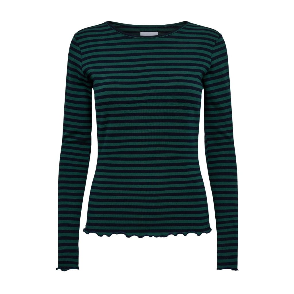 Liberte dame bluse NATALIA    DARK BLUE GREEN STRIPE