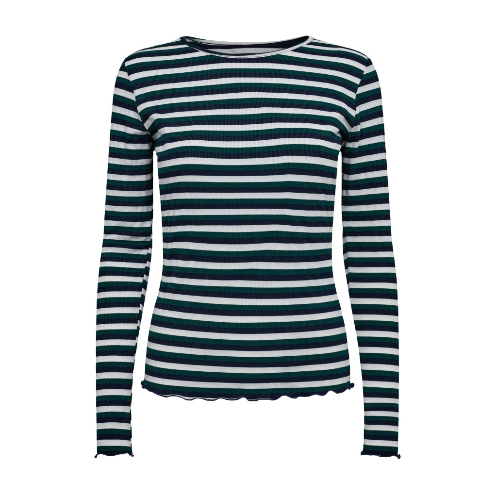 Liberte dame bluse NATALIA    DARK BLUE GREEN WHITE STRIPE