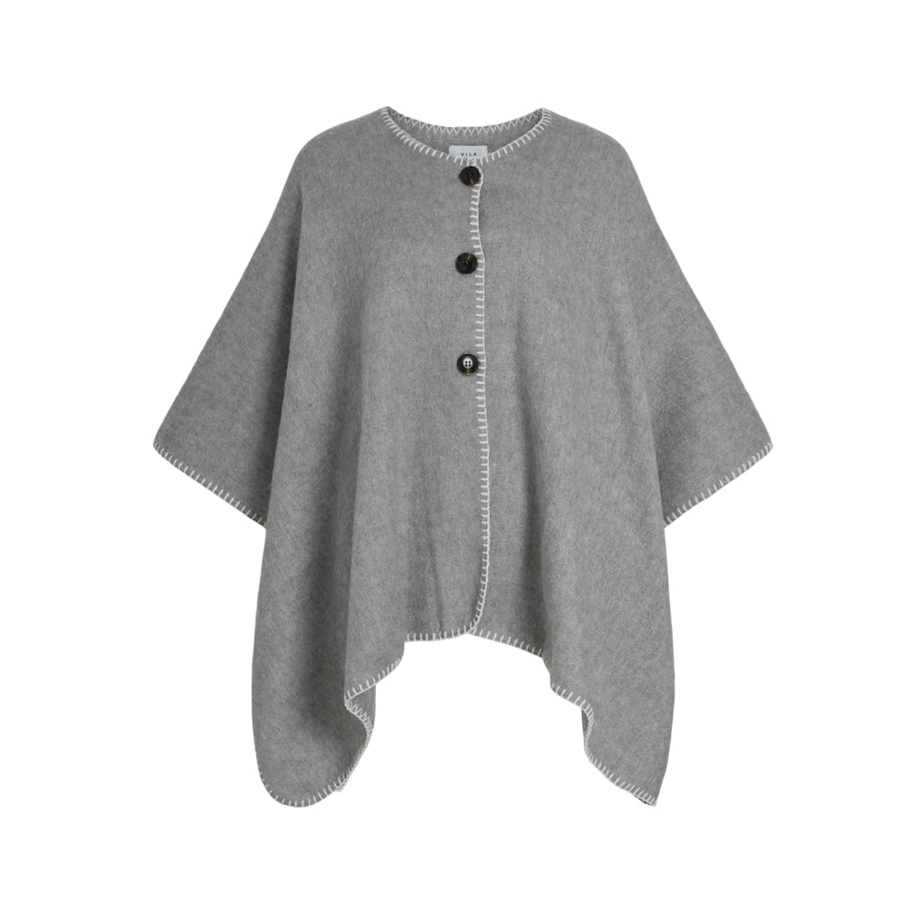 VILA dame poncho VISANTEL  Light Grey Melange