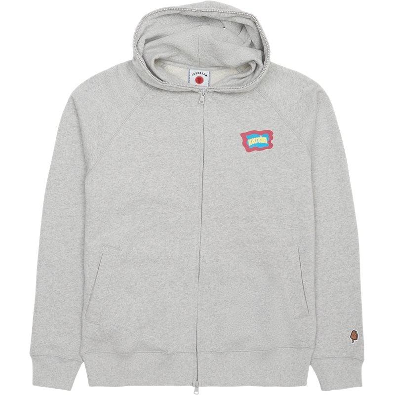 Icecream Block Logo Zip Hood Sweatshirts Grey