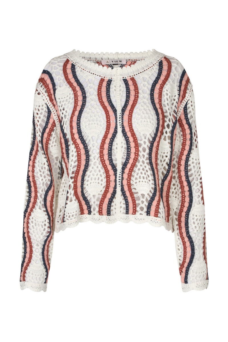 AView  Bluse  California Crochet Blouse  Whitepeachnavy