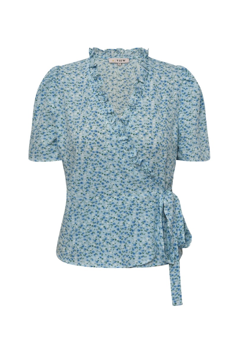 AView  Bluse  Peony Wrap Blouse  Bluewhite