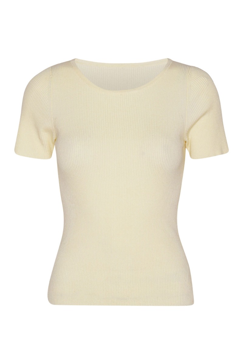 AView  Tshirt  Rib knit short sleeve top  Off white
